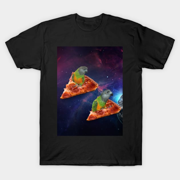 senegal parrot space pizza funny T-Shirt by Oranjade0122